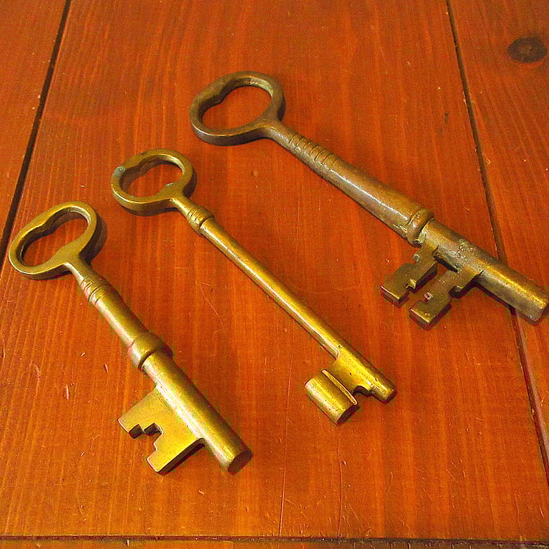 ビンテージ○ブラス鍵3点セット○240711k4-otclct 真鍮カギキー