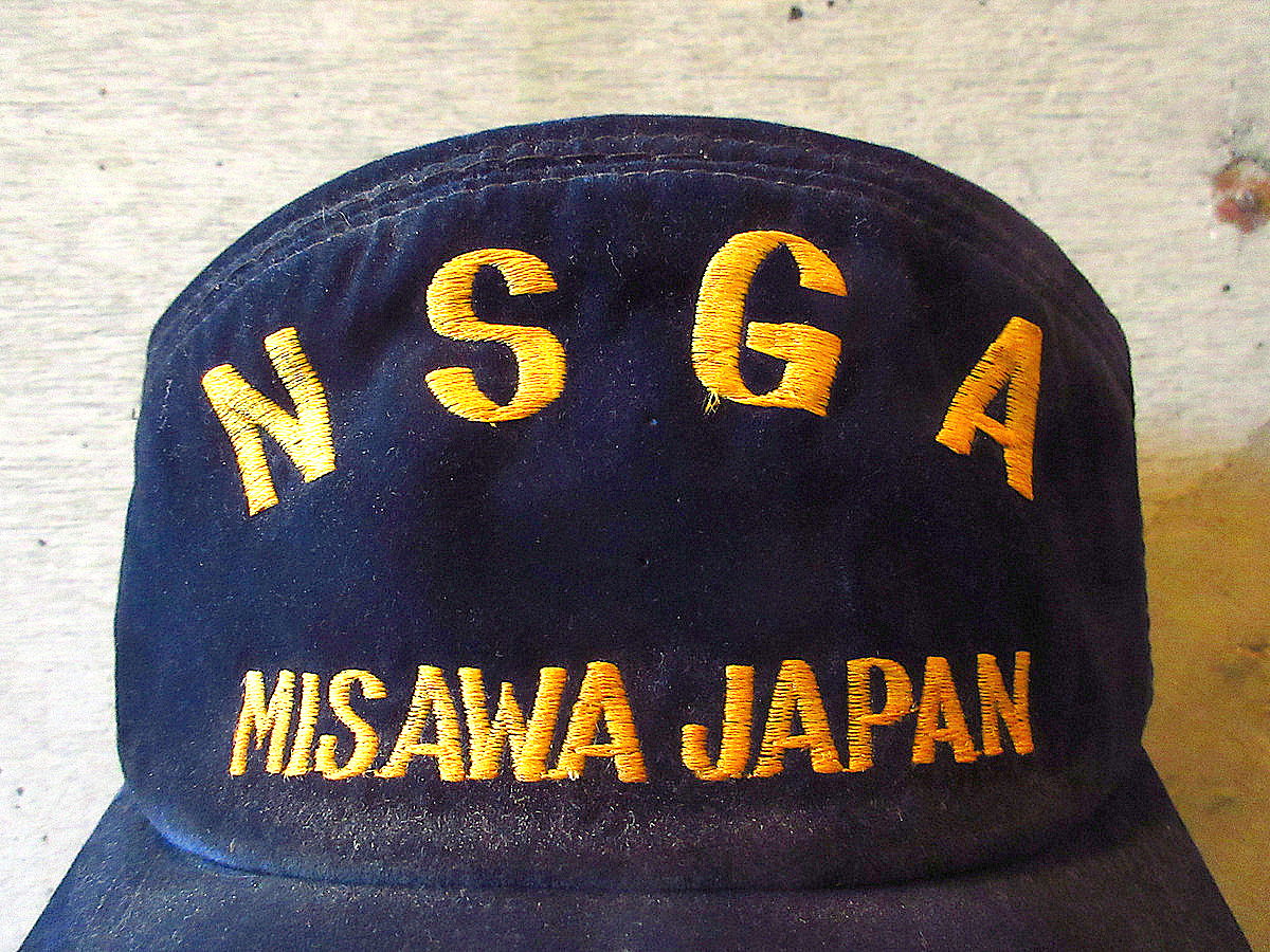 ビンテージ-80's○ミリタリー別珍スナップバックキャップ紺