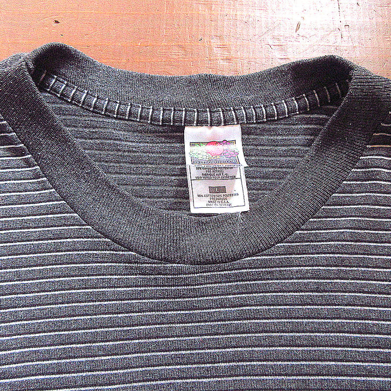 ビンテージ90's○FRUIT OF THE LOOMボーダーTシャツグレーsize L○24