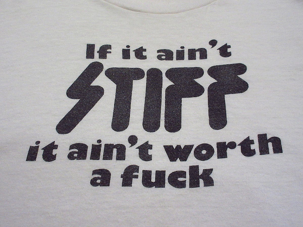 ビンテージ70's○STIFF Records染み込みプリントTシャツ白○240724i3-m