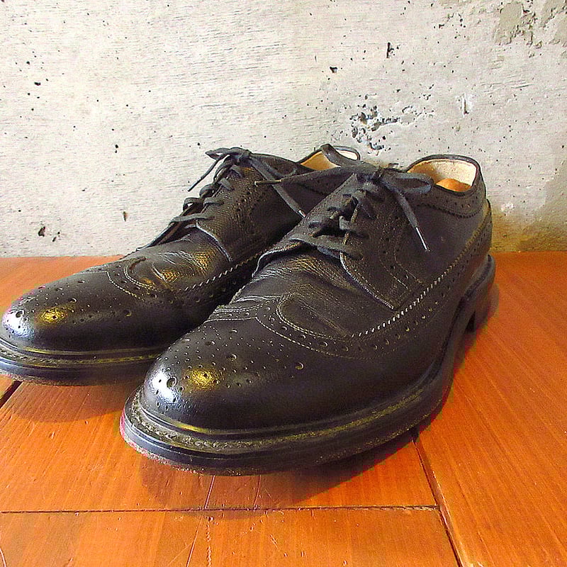 ビンテージ80's○Searsウイングチップシューズ黒size 10 1/2 EE