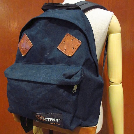 ビンテージ80’s90’s●MADE IN U.S.A.EASTPAKボトムレザーバックパック紺●221221j1-bag-bp古着1980sイーストパック1990s