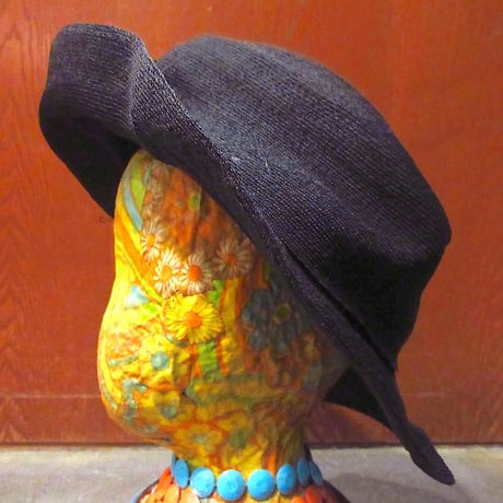 ビンテージ~40's●レディースストローハット黒●241125z5-w-ht-str麦わら帽子ブラック