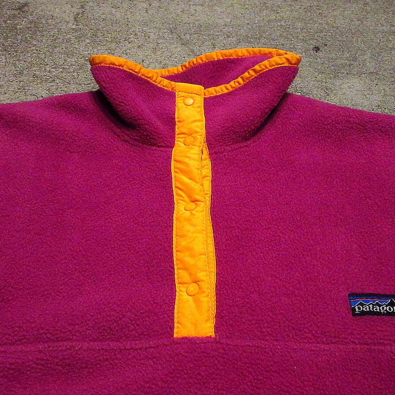 ビンテージ80's90's○Patagonia三角タグレディーススナップT 紫×黄