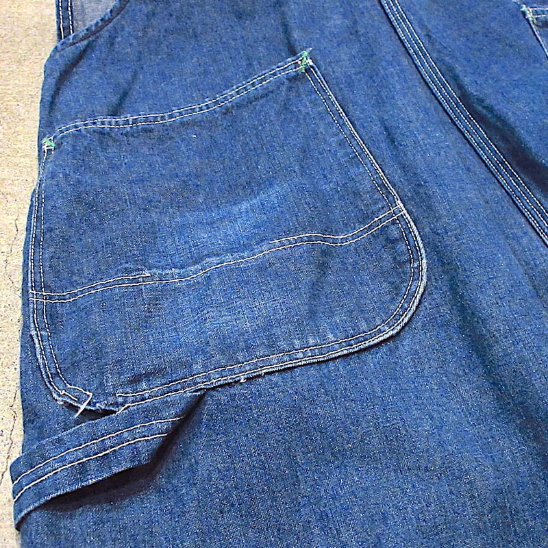 ビンテージ60's70's○KEYデニムオーバーオール実寸W104cm