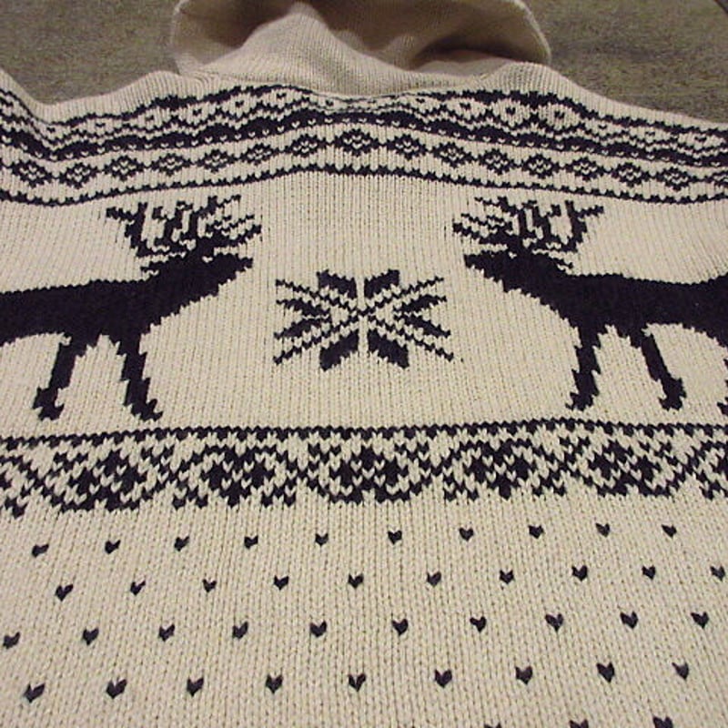 ポロラルフローレン　POLO RALPH LAUREN　カウチン　黒 鹿 古着 ポロラルフローレンPOLO RALPH LAURENカウチン黒 鹿 古着