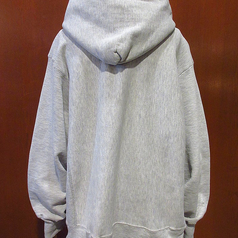 ビンテージ80's○Champion NAVY染み込みプリントリバースウィーブ