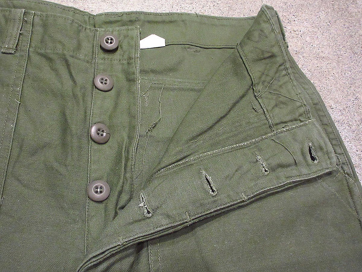 60s 米軍実物 練りボタン コットン ベイカーパンツ W36 ビンテージ 60s 米軍実物 練りボタン コットン ベイカーパンツ W36