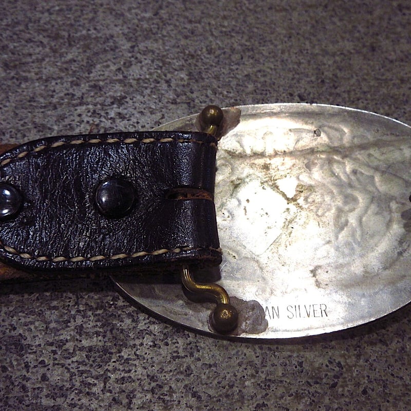 ビンテージ70's○Tony Lamaウエスタンバックル付き型押しレザー