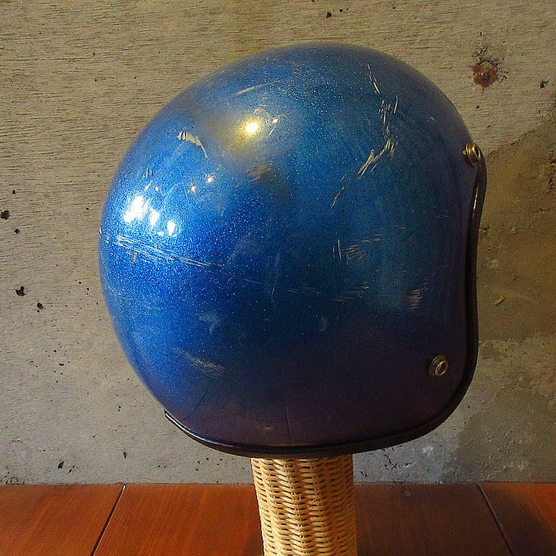 ビンテージ70's○PROTECジェットヘルメット青○240331j2-hlmt