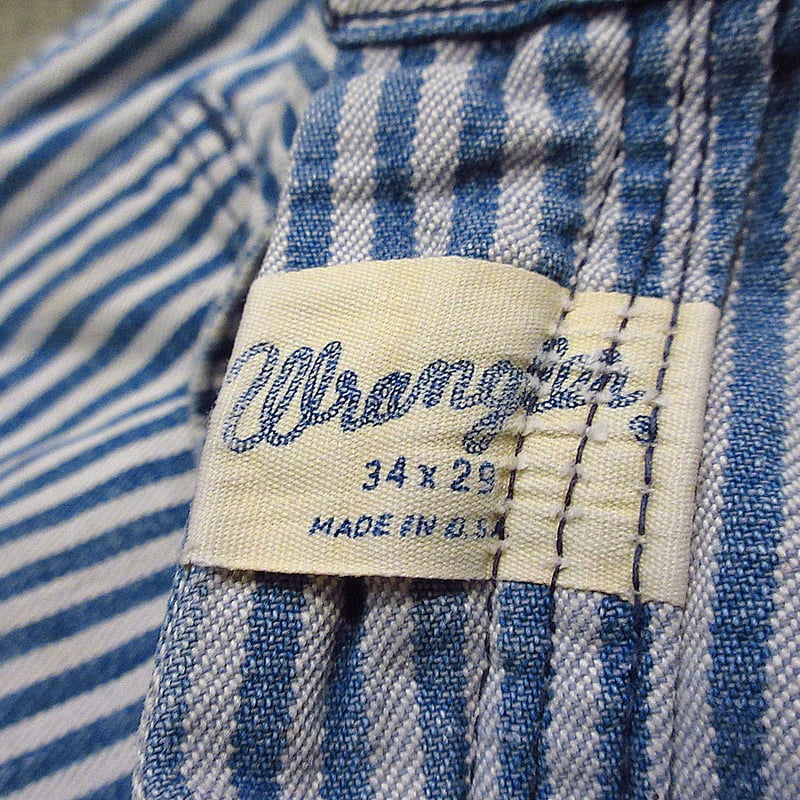ビンテージ70's○Wranglerヒッコリーストライプストレートパンツ実寸