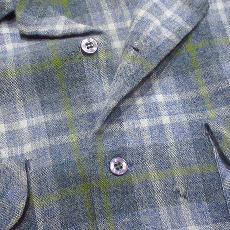 ビンテージ60's●PENDLETONチェックウールループカラーシャツ●241225i6-m-lssh-wlボードシャツペンドルトンオープンカラー開襟