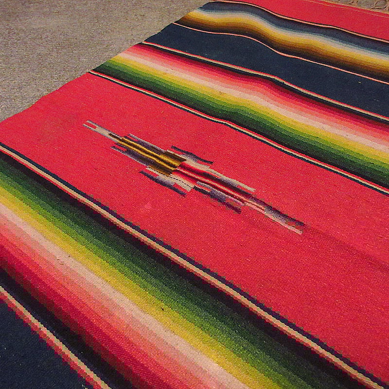 ビンテージ40's50's○メキシカンラグsize 82.5cm×41cm○210606f4-