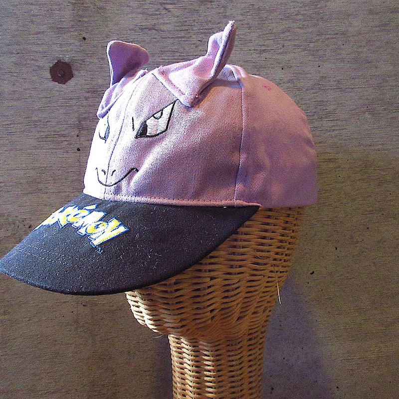 90s ポケモン　ミューツーキャップ　ブラック　head shot KC CAP ビンテージ2000's○Poke'Mon MEWTWOスナップバックキャップ○250130b4