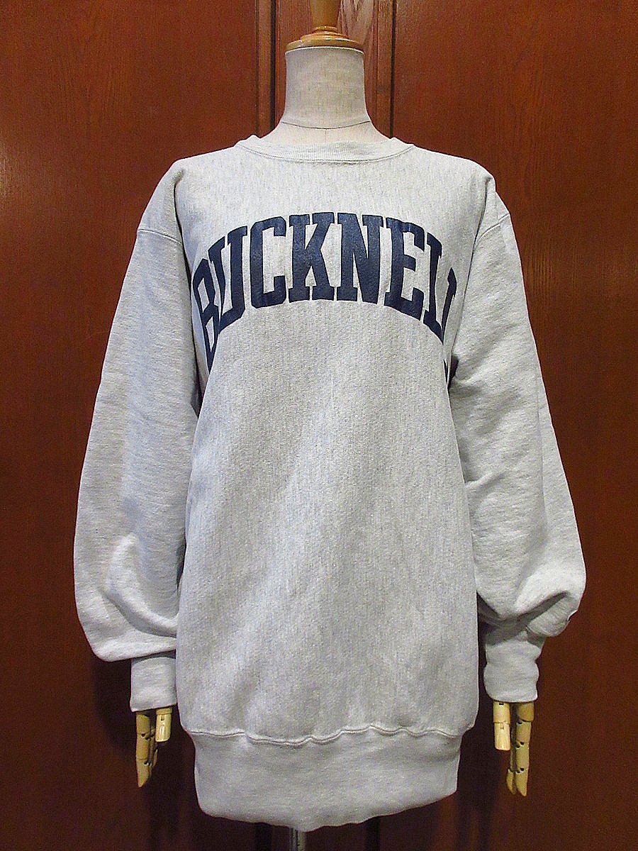 【リバースウィーブ】チャンピオン Bucknell スウェット L ネイビー ビンテージ90's○Champion BUCKNELLリバースウィーブスウェットグレー