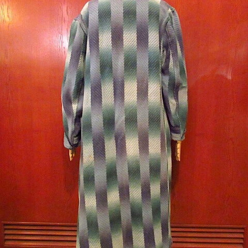 希少 40-50S beacon ガウンコート 西海岸 オンブレブランケット総柄