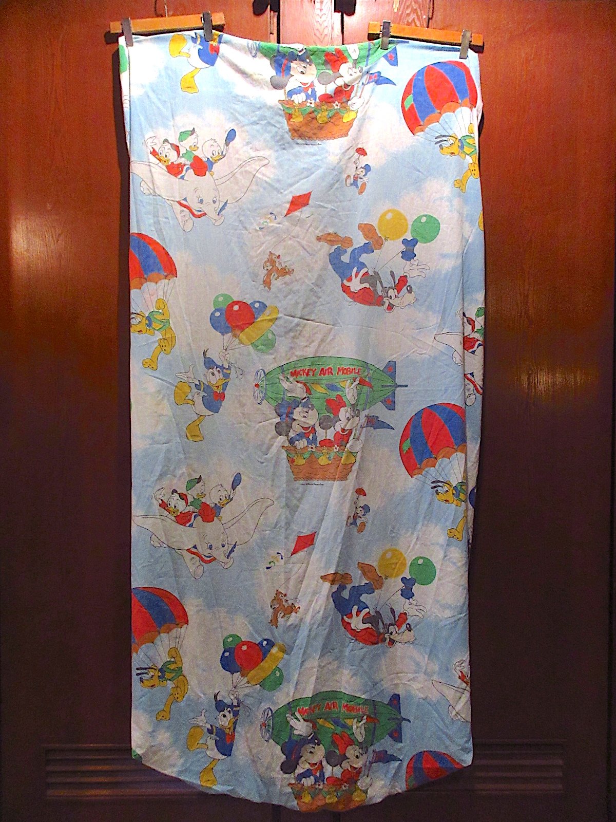 ビンテージ80's○ディズニー総柄ベッドシーツsize 約175cm×約