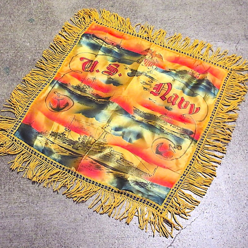 ビンテージ40's50's○U.S.NAVYスーベニアピローケース○260127m6-otcl