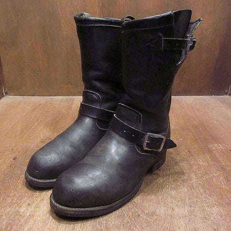 ビンテージ90’s●CHIPPEWAエンジニアブーツ黒size 7 1/2 EE●230328k7-m-bt-255cm 1990sレザーワークブーツUSA