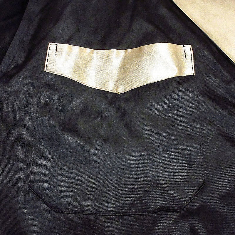 ビンテージ40's50's○オリエンタル刺繍サテンスモーキングジャケット黒