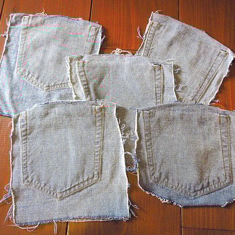 ビンテージ70’s●Levi’sシングルステッチデニムスクラップ5点セット●241010k7-fbr 1970sリーバイス生地はぎれ布