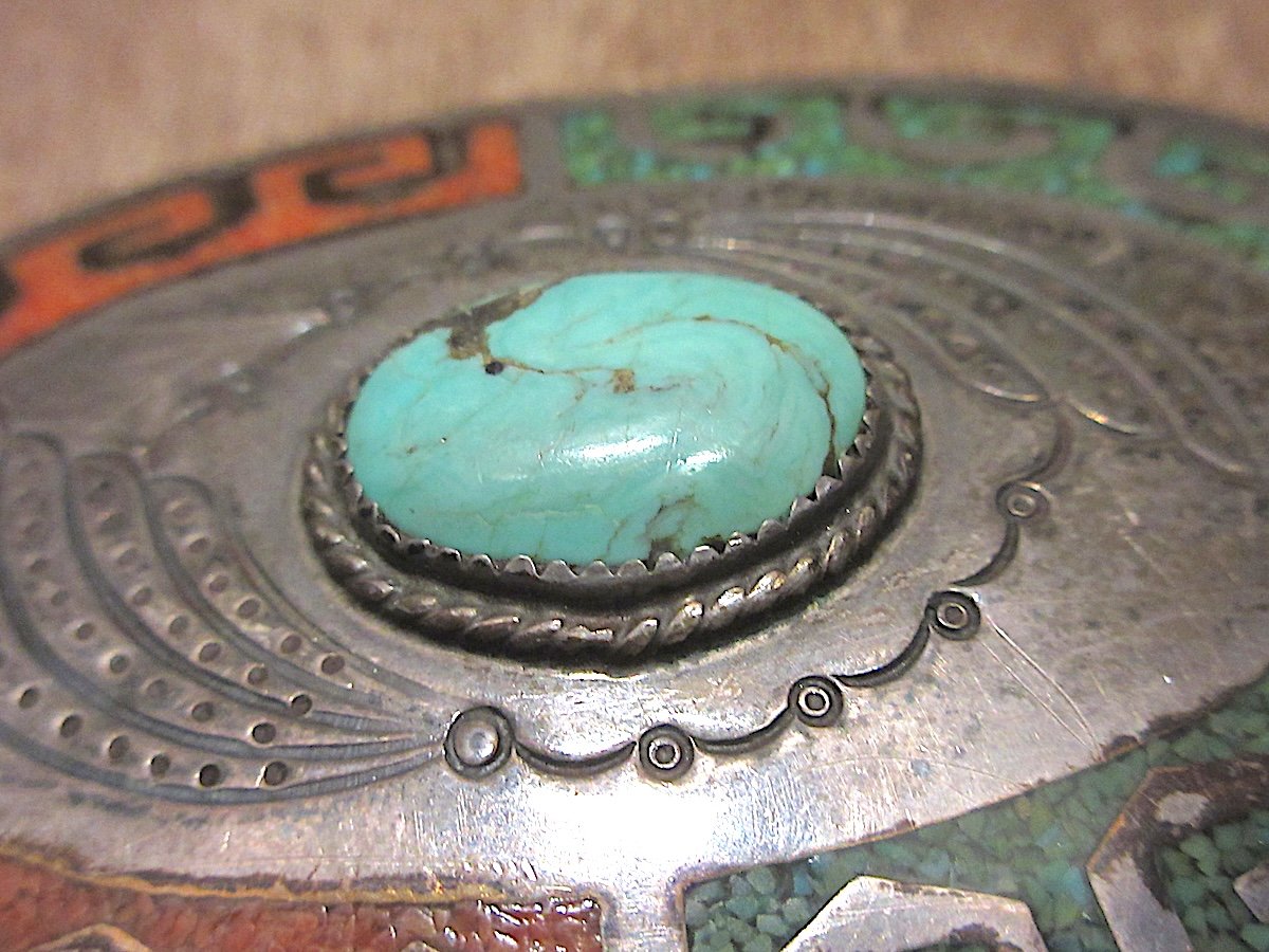 ビンテージ○ターコイズシルバーバックル○250622z3-otaccメキシカン