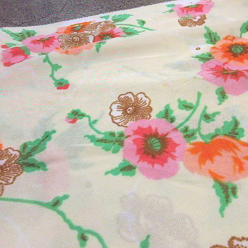 ヴィンテージ1970’s vintageSNOOPYfabric ビンテージ生地 ビンテージ70's○フラワー総柄ファブリックsize 約209cm×約158cm