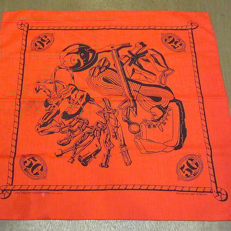 ビンテージ80's○REI 50周年記念バンダナ赤○220627i5-bnd 1980sアウト