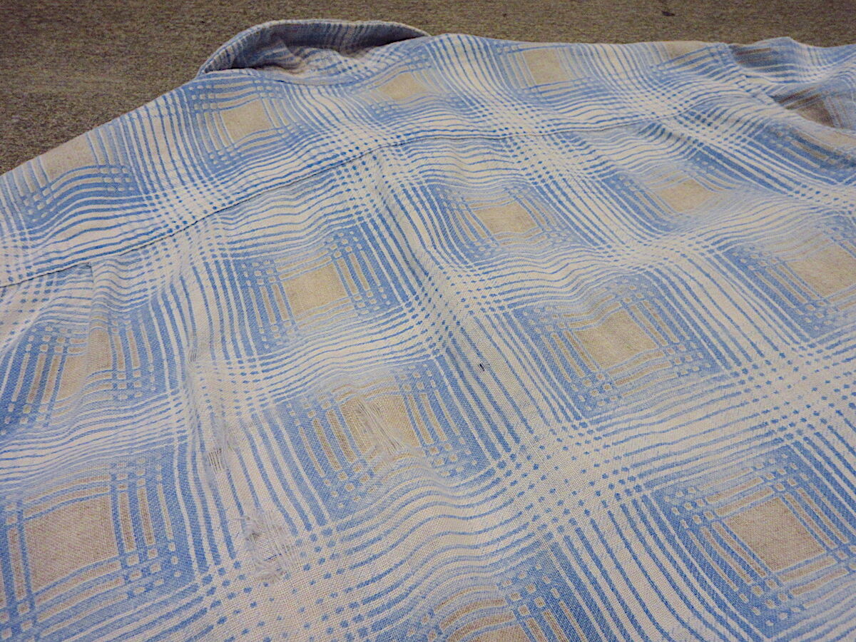 ビンテージ50's○harperチェックプリントネルループカラーシャツsize M