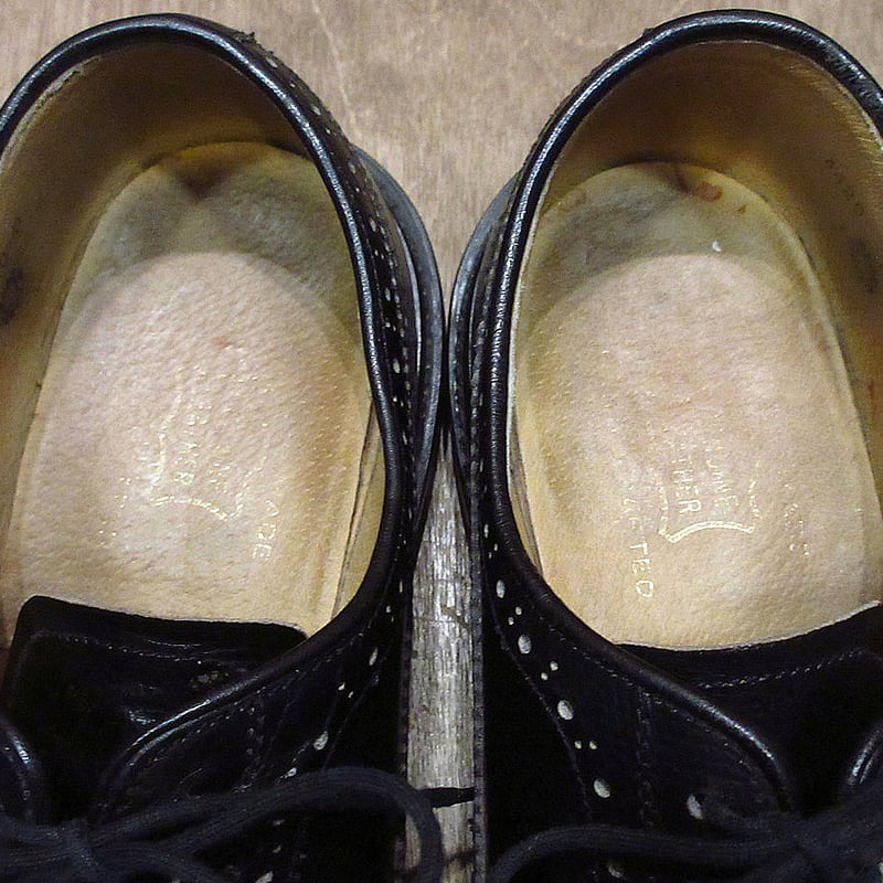ビンテージ70's80's○ウイングチップシューズ黒size 10 1/2○231112i1-