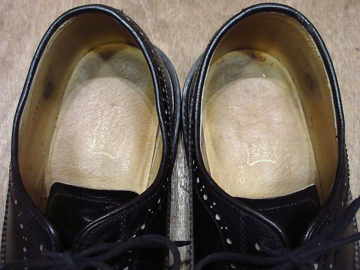 ビンテージ70's80's○ウイングチップシューズ黒size 10 1/2○231112i1-