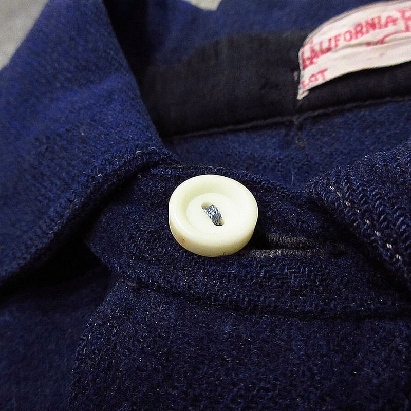 20〜30s ウールプルオーバーシャツ チンストラップ ネイビー ビンテージ20's30's○CALIFORNIA FLANNELチンストラップ付きプル