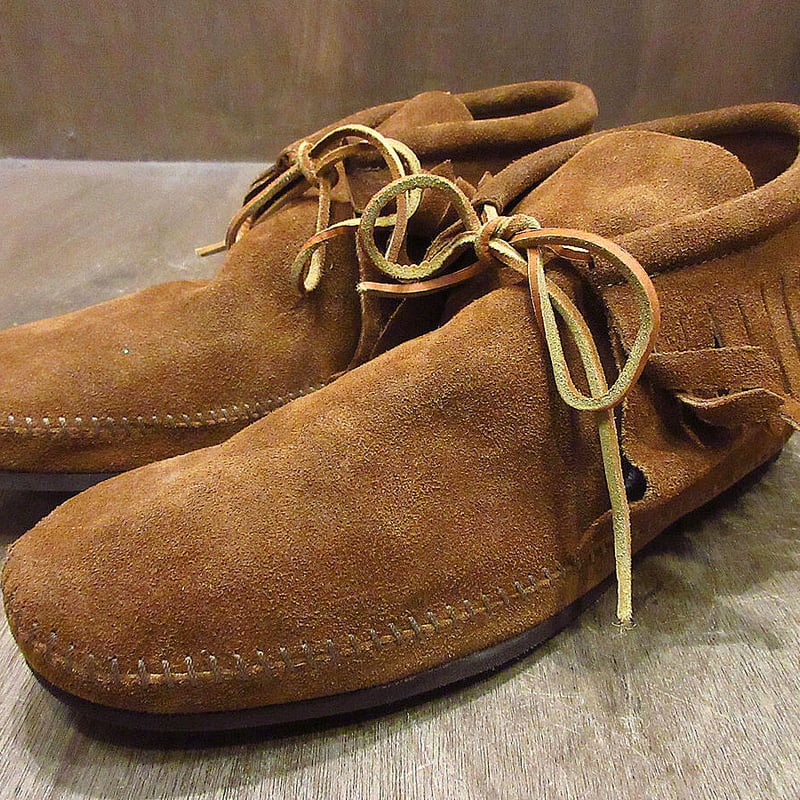 MINNETONKA○レディースフリンジ付きスウェードチャッカブーツ茶size