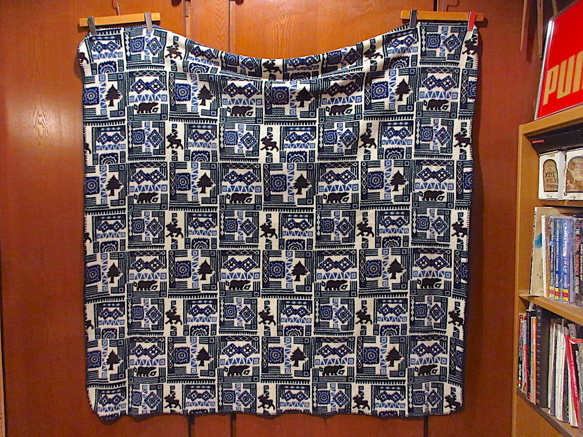 ビンテージ90's○L.L.Beanフリース総柄ブランケットsize 146cm×146cm○