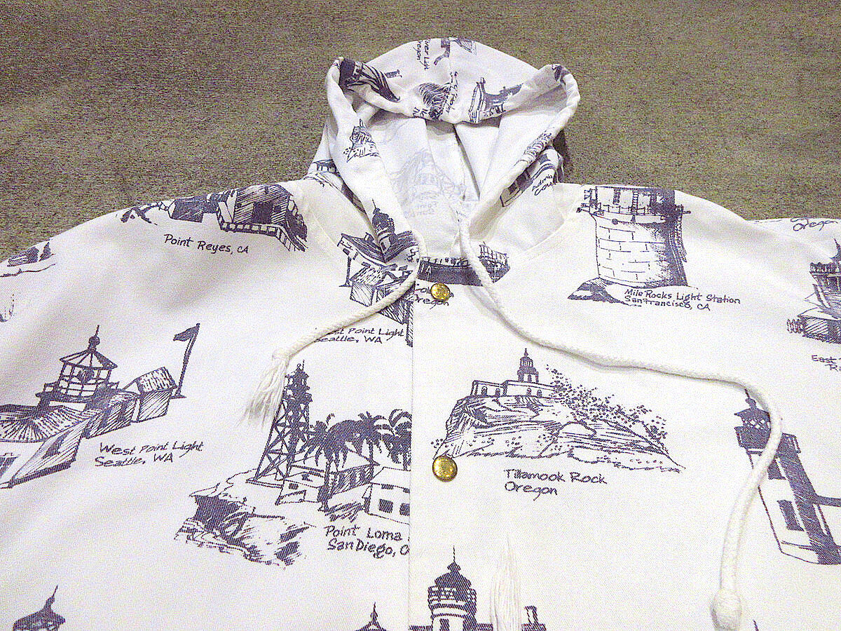 ビンテージ90's○MICHIGAN RAG CO.灯台総柄フード付きジャケット ビンテージ90's○MICHIGAN RAG CO.灯台総柄フード付きジャケット