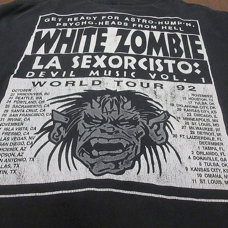 ビンテージ90’s●WHITE ZOMBIE 1992年ワールドツアーTシャツ黒●230726j2-m-tsh-bn古着1990sホワイトゾンビ