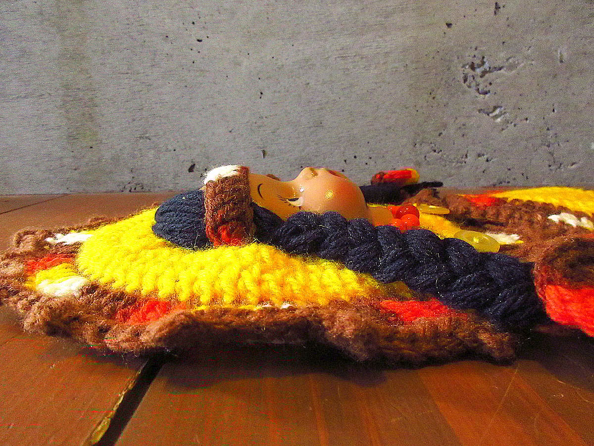 ビンテージ○かぎ針編みインディアンタペストリー○240216k6