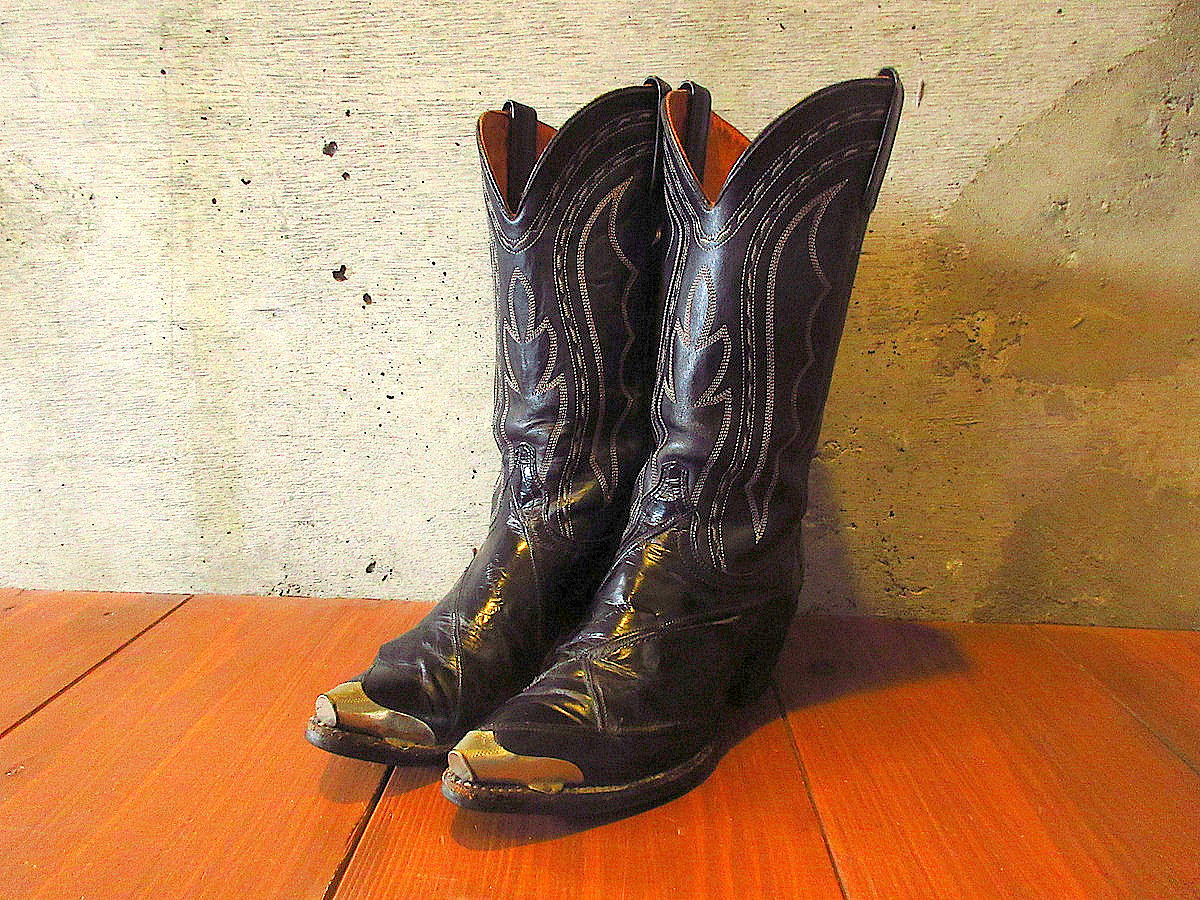ビンテージ○J.Chisholm ウエスタンブーツ黒size 8M○240528k6-m-bt