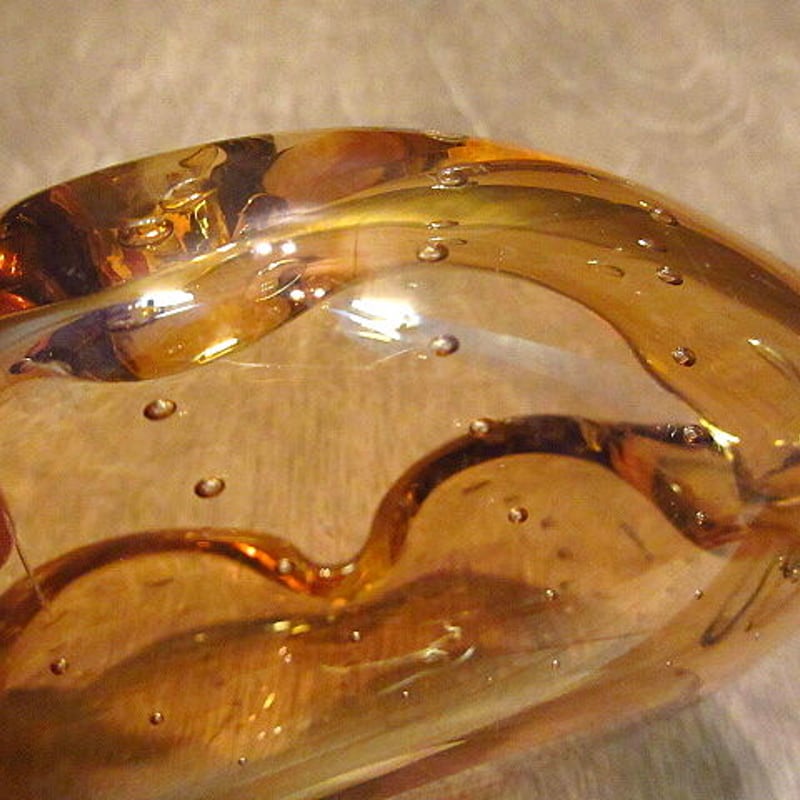 ビンテージ○MURANOガラスアシュトレイアンバー○201020n2-bxs ムラノ