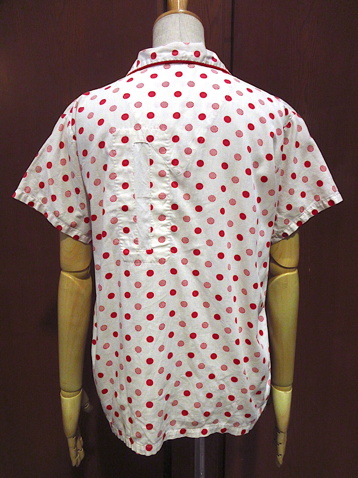 ビンテージ50's60's○Rutledgeドット柄ループカラー半袖シャツ