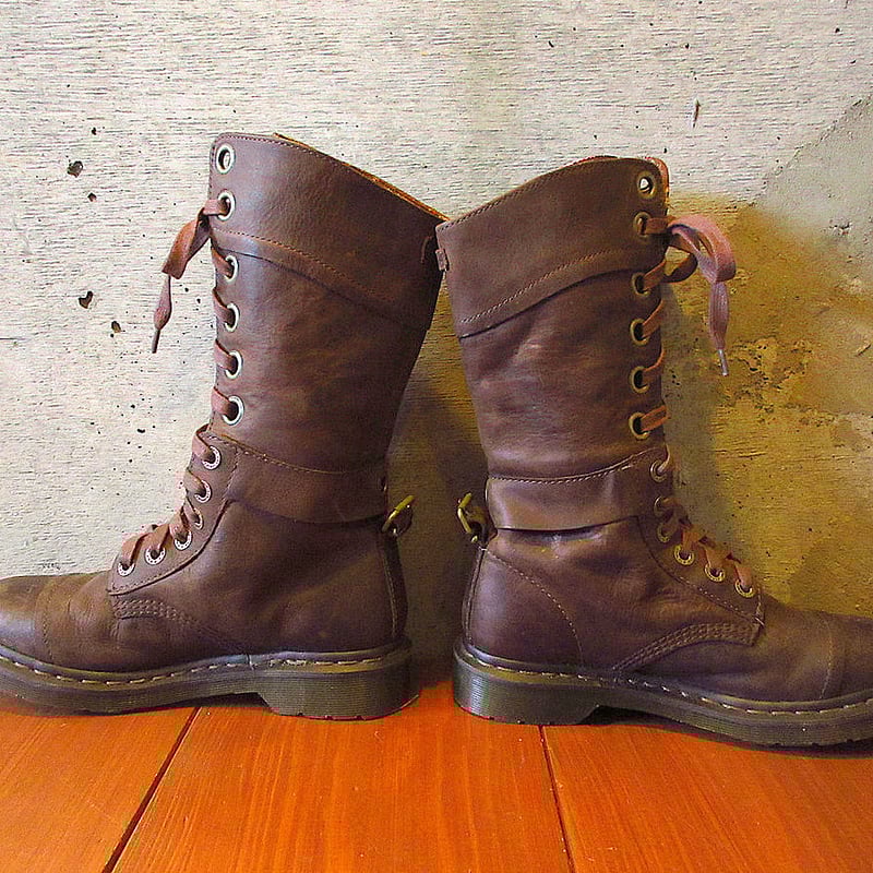 レッド花柄ブーツカバー Dr.Martens裏地花柄12ホールブーツ茶size 6○231218k4-w-bt-245
