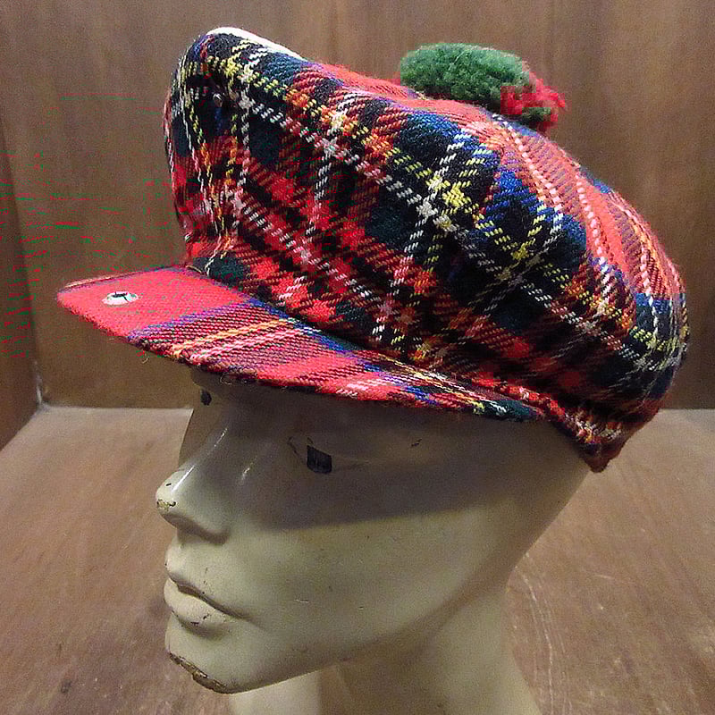 ビンテージ70's○Autocap 8パネルチェックウールキャスケット