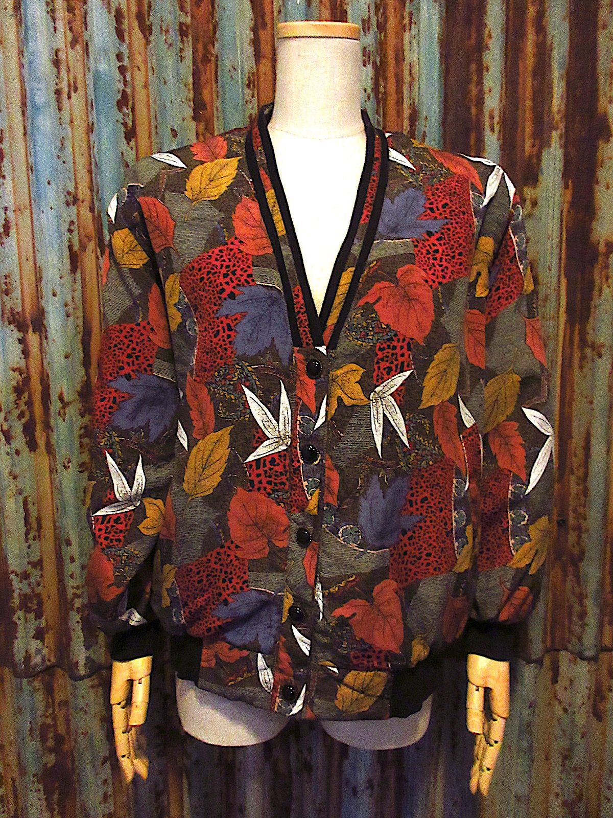 ビンテージ80's90's○Sunthungレディース総柄カーディガンsize XL○2511