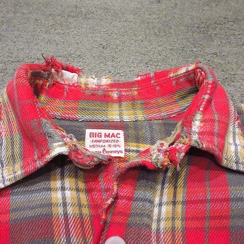 BIG MAC 60's ヘビーネルシャツ 単色タグ 赤チェック Lサイズ 楽天市場】90s BIG MAC チェック 長袖 ヘビー フランネル シャツ