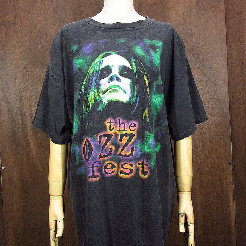 ビンテージ90's○the ozz festプリントタイダイTシャツ黒size XL
