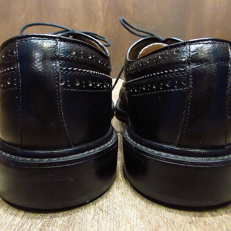 ビンテージ70's80's○ウイングチップシューズ黒size 10 1/2○231112i1-