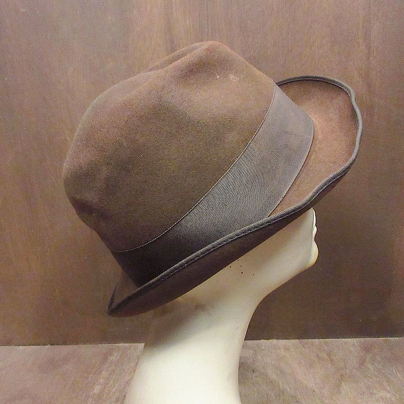 ビンテージ50's○フェルトハット茶○240604j4-m-ht-flt古着1950s ビンテージ50's○フェルトハット茶○240604j4-m-ht-flt古着1950s