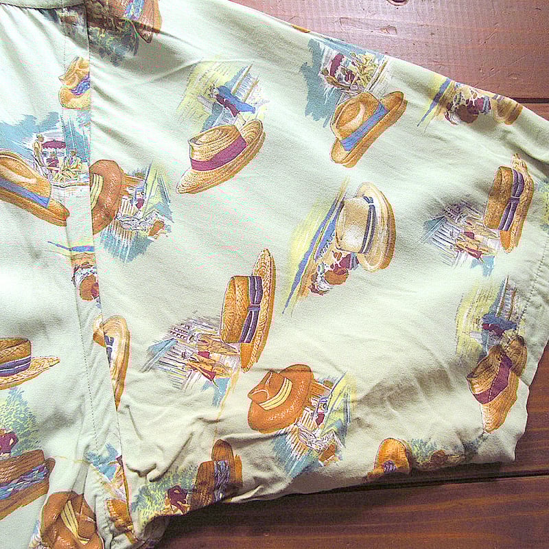 ビンテージ90's○Ralph Laurenハット柄レーヨンループカラー