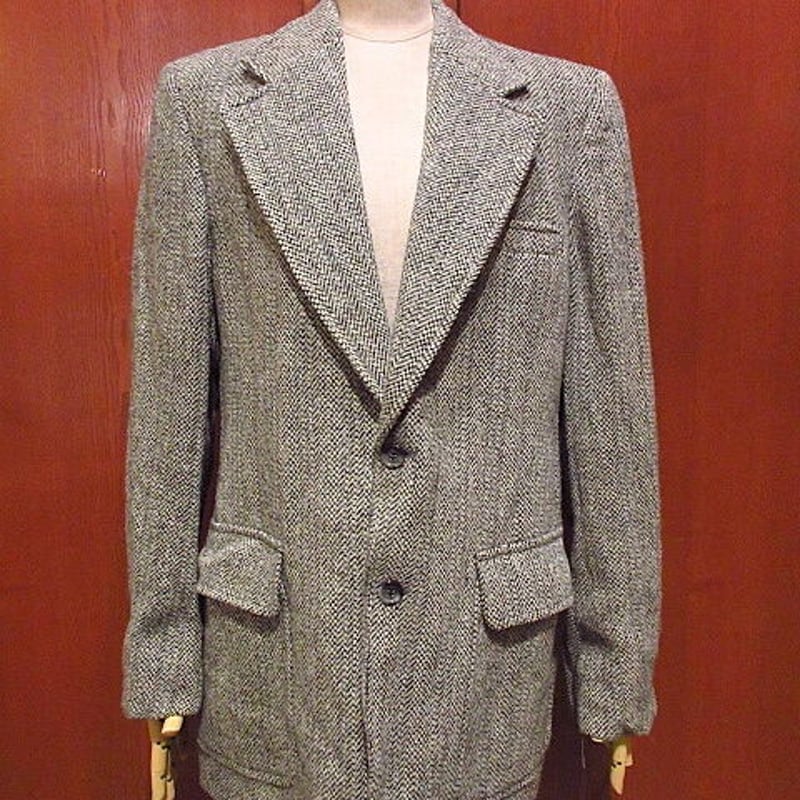 ビンテージ70's○Harris Tweed 2Bネップ織りツイードテーラード