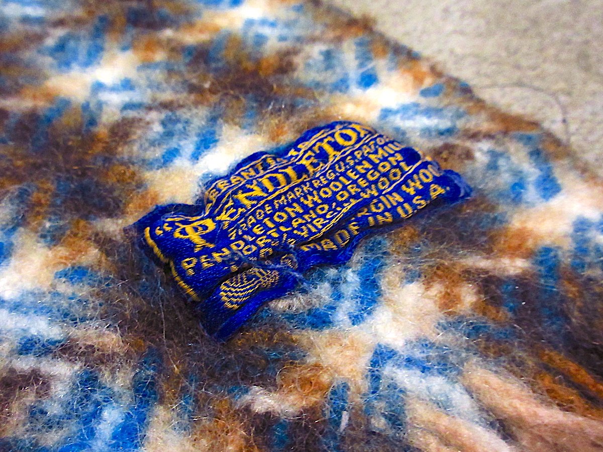 ビンテージ70's○PENDLETONケース付きチェック柄ウールブランケット